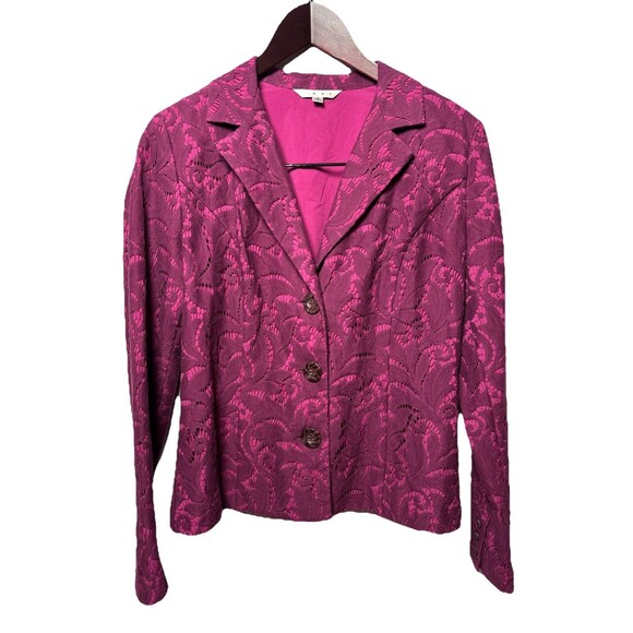 Cabi Womens SZ 6 Pink Overlay Floral Lace Blazer Fairygoth Whimsigoth Career - Picture 1 of 7
